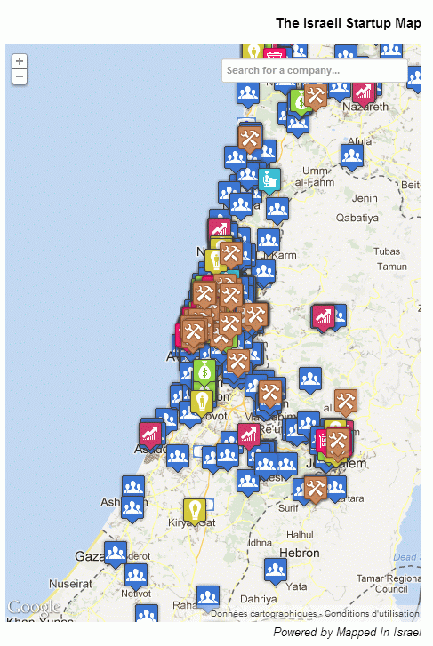 Carte des startups en Israel